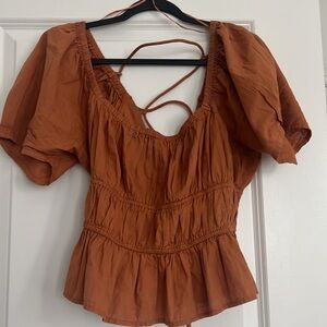Rust Orange Peasant Top